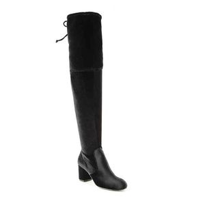 Black Velvet Over The Knee Boots